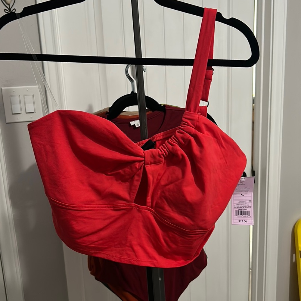 Wild fable red one shoulder crop top